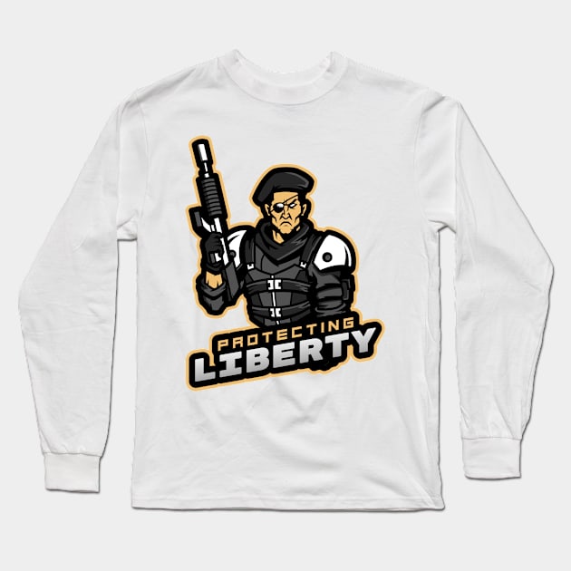 Protecting Liberty Long Sleeve T-Shirt by Mega Tee Store